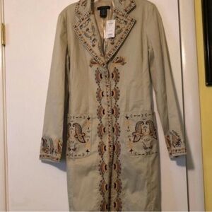 Boho Vintage 1970s Vibe Rampage heart moon star brand embroidered coat M NWT WOW
